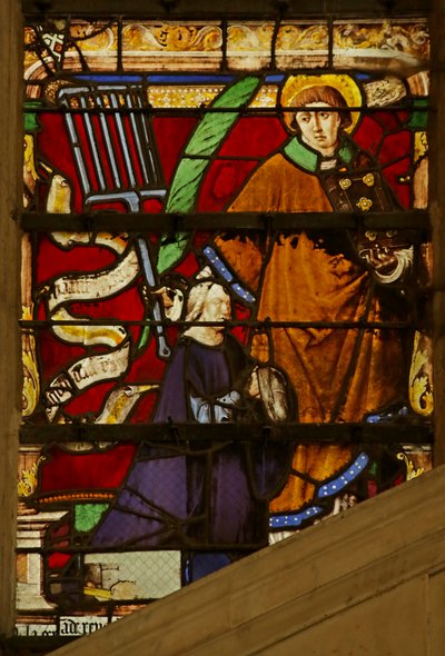 Ventana que representa a Donante y San Lorenzo de French School